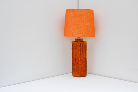 Grand Orange Glass Table Lamp by Gustav Leek for Orrefors, Sweden (photo 2 of 19)