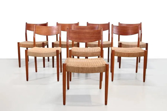 Set of four teak and papercord Marten Franckena chairs for Fristho – Dining chairs, Scandinavian (photo 7 of 8)