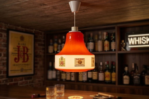 Vintage 1970s Space Age Chandelier - Orange and White - Scotch Whisky Design