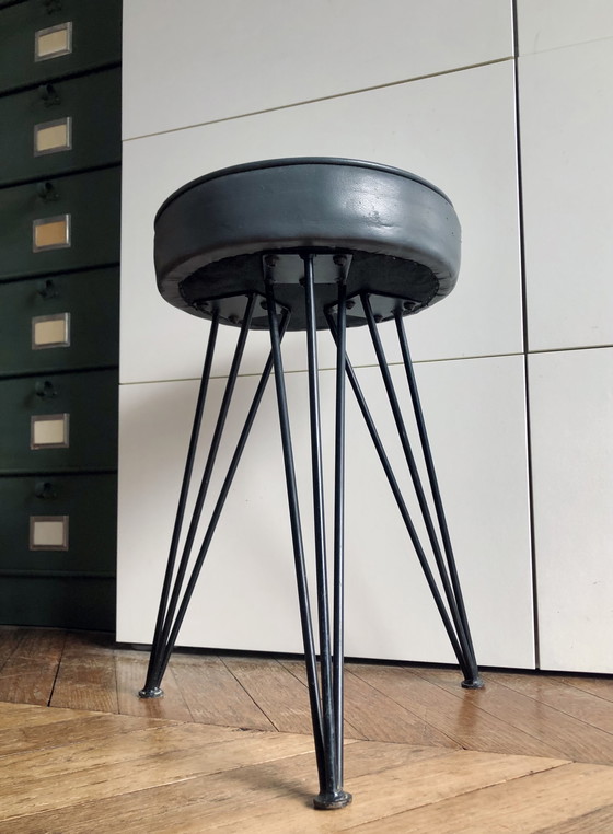 Image 1 of Sgabello vintage in similpelle con base Eiffel