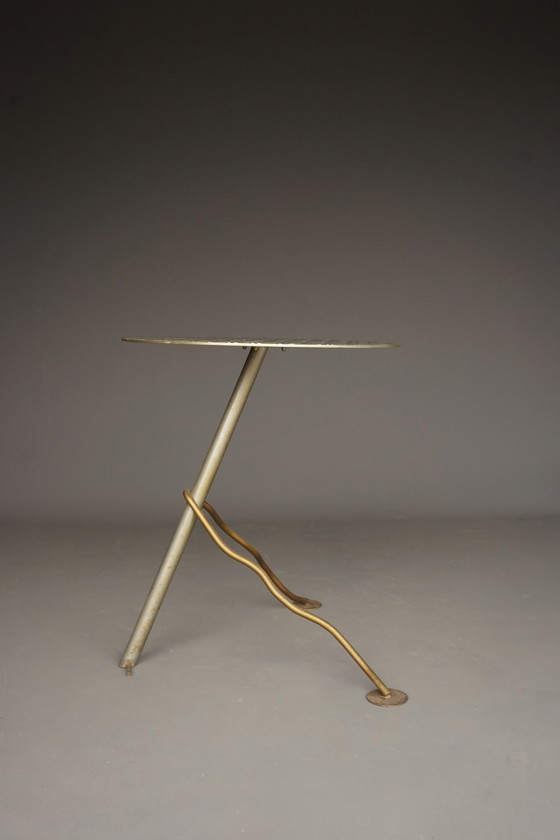 Image 1 of Postmoderne industriële metalen tuintafel, jaren 1980