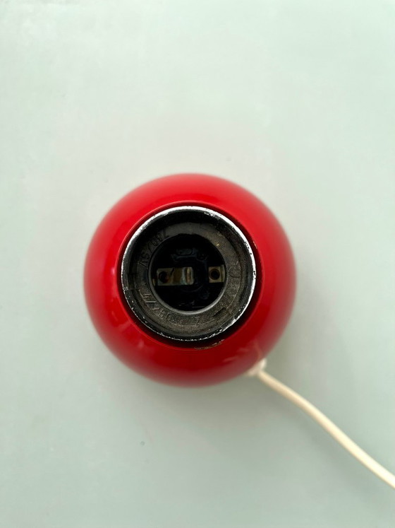 Image 1 of Norlys Lamp, postmodern, Denmark, vintage, 70s, 80s, red, Danish design light