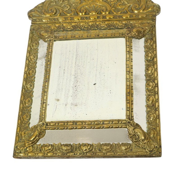 Image 1 of Miroir à coussin ancien Miroir Repousse France