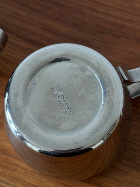 Vintage Jaren '80 Tramontina RVS Espressokopjes – Set Van 4 – Dubbelwandig Inox 18/10 – Glazen & Karaffen (photo 2 of 5)