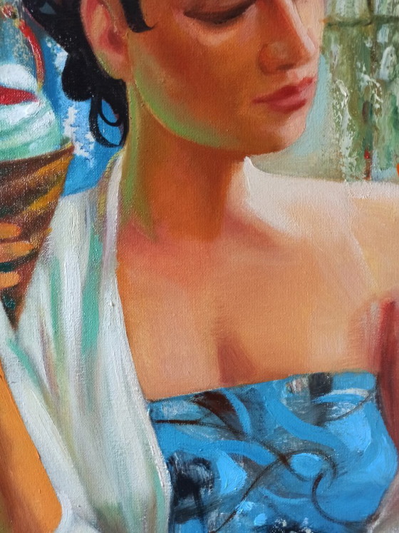 Originales Ölgemälde, abstrakte figurative Darstellung einer Frau in ihren Metamorphosen (photo 6 of 12)