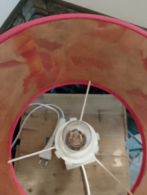 Image 1 of Vintage alabaster lamp from the 1950s/60s with a fully restored fiberglass lampshade