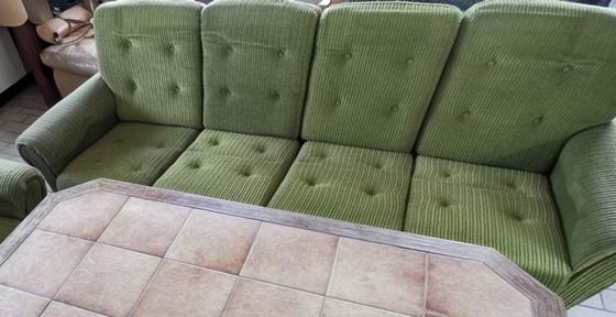 Image 1 of Mid-century style 4-seater sofa with matching upholstered armchair, 1960s/70s