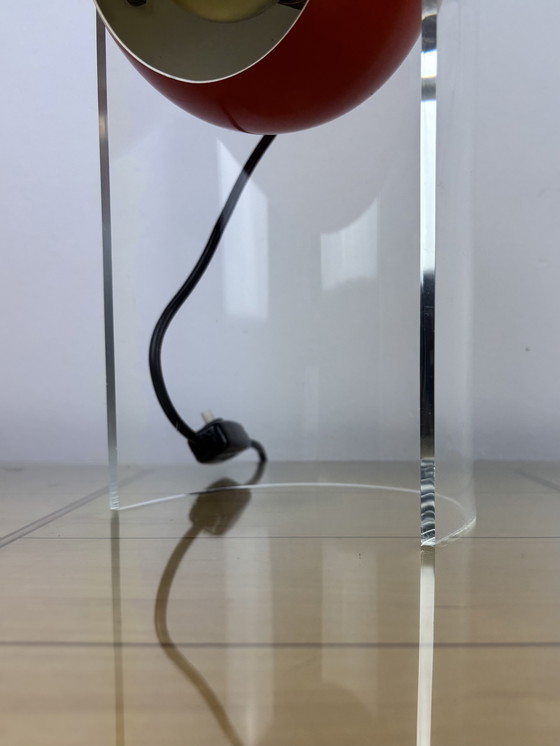 Image 1 of Vintage Eyeball Lamp 1970s Space Age Sputnik design 70s Orange Spot Light with Acrylic Stand Mid Century Modern Industrial