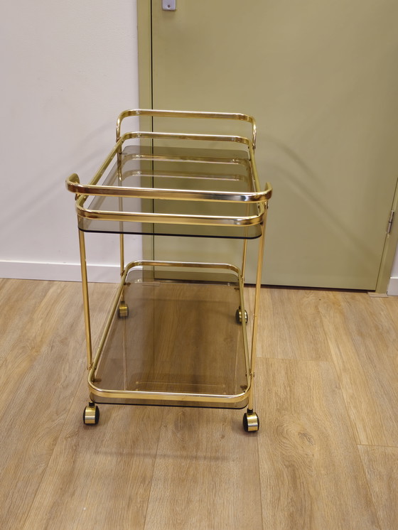 Image 1 of Vintage Serving Cart Barcart Beverage Cart Trolley Brass