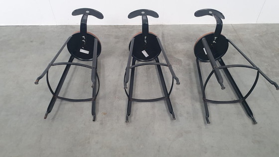 Image 1 of 3x Chaise Nicolle Sgabello da bar in metallo dal design industriale francese
