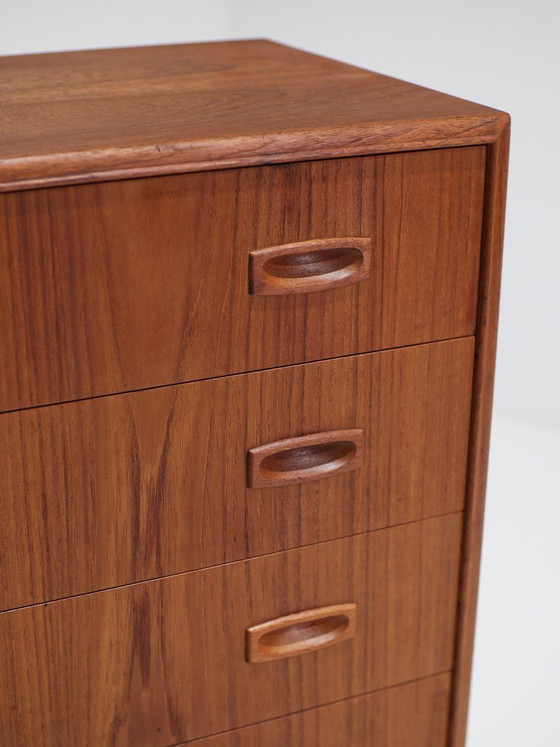 Chest of drawers teak vintage Danish 60s mid-century, Wood, Brown, 1960 (photo 4 of 11)