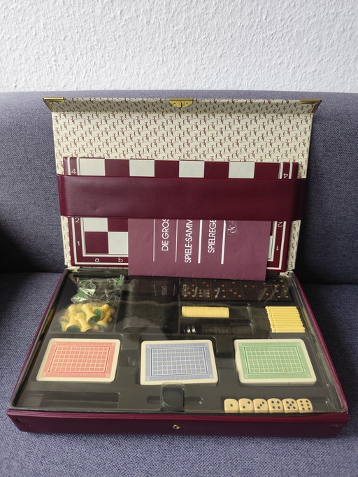 TCC Elegant Game Collection • Luxury Game Box Red/Gold • Chess Checkers Rummy