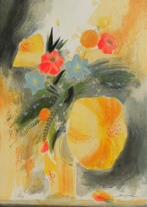 Image 1 of Jean-Claude BLIGNY Bouquet de printemps Litografia firmata 1991