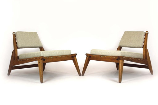 Restored Mid-Century Scandinavian Hunting Chairs attributed to Uno & Östen Kristiansson, 1950s, Set of 2