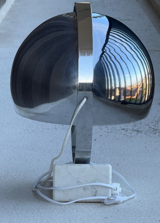 Image 1 of Vintage Space Age table lamp with marble base and swivel chrome metal shade