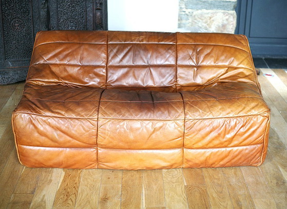 Canapé Ligne Roset, van Michel Ducaroy, model Anais, 1981 – 2 zitsbanken, Leer (photo 15 of 31)
