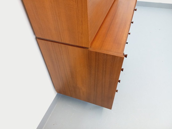 Image 1 of Meuble Bibliothèque Secrétaire de Rangement avec Commode Vintage en Teck des Années 60 70