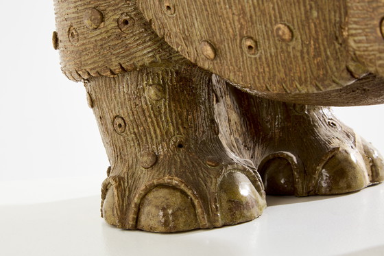 Image 1 of Scultura di rinoceronte di Valérie Courtet in gres smaltato, circa 2010