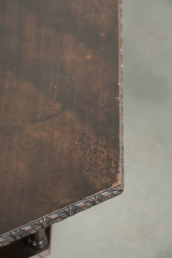 Image 1 of Antiker englischer Drehtisch/Beistelltisch aus Holz aus dem 19. Jahrhundert mit sechseckiger Tischplatte