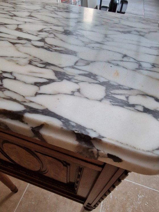 Image 1 of Antique French Louis XVI Bedside Cabinet with Marble Top – Circa 1900 Vintage