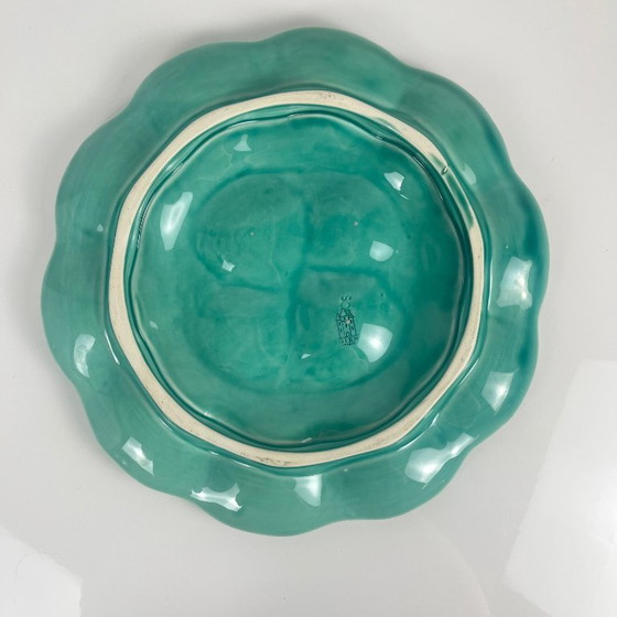 Image 1 of Gran fuente para ostras Gien, cerámica vidriada, color turquesa, 1960-70