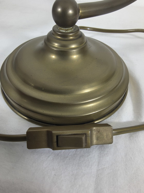 Image 1 of Vintage table lamp with brass look and opal glass shade – Hollywood Regency style