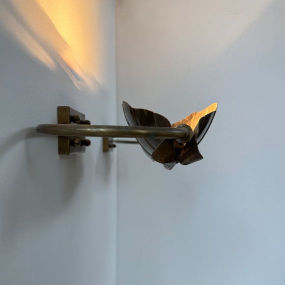 Image 1 of Coppia di applique vintage, ottone patinato, Francia, 1970