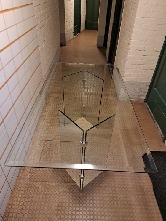 Image 1 of Glass dining table Leon Rosen Style