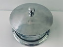 Vintage storage jar with aluminum lid and glass cylinder