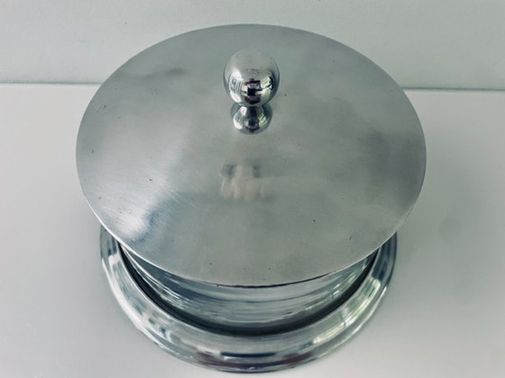 Image 1 of Vintage voorraadpot met aluminium deksel en glazen cilinder
