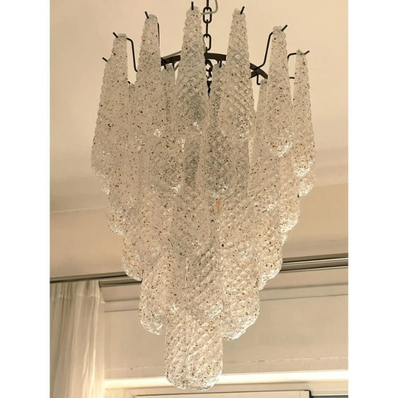 Image 1 of Lampadario veneziano in vetro di Murano "Conchiglie" in nichel nero, design di metà secolo