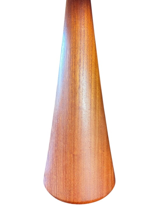 NK - Nordiska Kompaniet's Mid-Century Table Lamp with Teak Base and Pleated Plastic Shade from the 1960s. (photo 5 of 8)