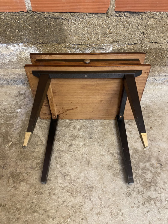 Image 1 of Chevet Ancien Table Nuit Tiroir Bois de Macassar Milieu XXeme Vintage #D369