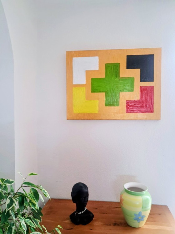 Image 1 of Enzo SAN MARCO - Essential Colors on a Gold Background - Artist's Painting