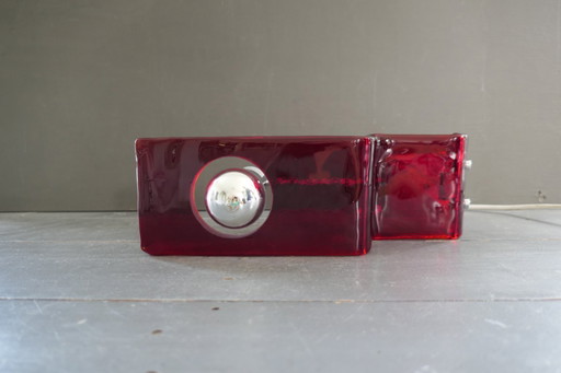 Mazzega Murano Italy wall lamp red glass
