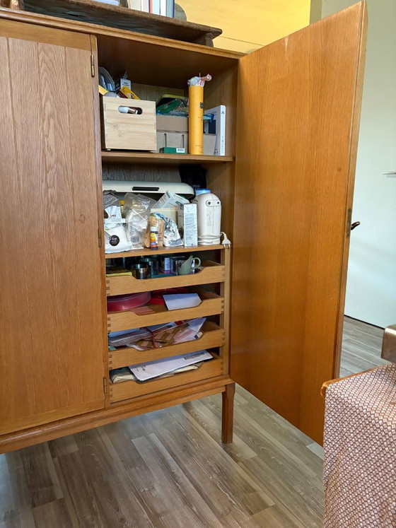 Wooden Storage cabinet with four doors, MTP Ikea, Metal, Brown, Mid Century Modern (photo 3 of 7)
