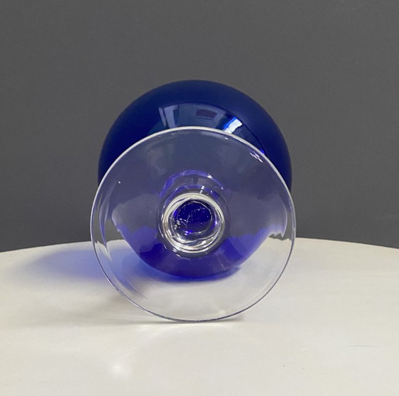 Image 1 of Empoli dark blue large glass shape vase 1960s