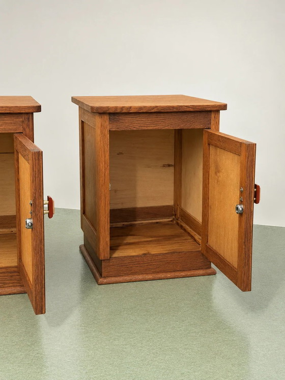 Paar Nederlandse Art Deco Nachtkastjes, jaren 30, Metaal (foto 6 van 6)