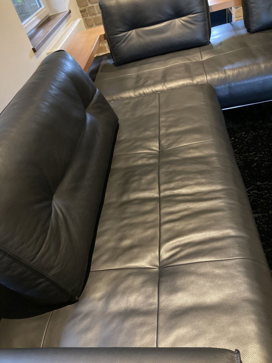 Image 1 of Rolf Benz DONO Design Ecksofa, schwarzes Leder, neuwertiger Zustand