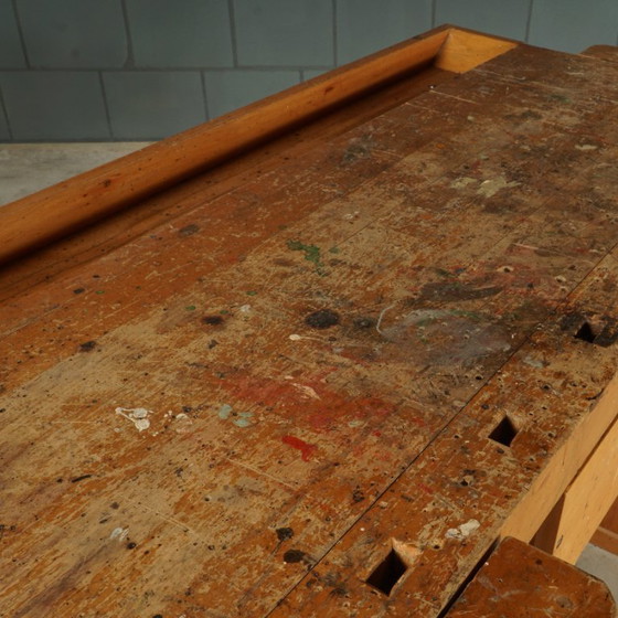 Image 1 of Vintage robust wooden workbench – 1960s/70s