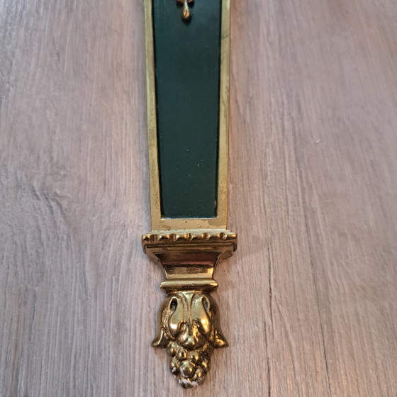 Pair of Vintage Ram's Head Wall Sconces – Louis XVI / Empire Style – Green & Gold – Wall lights, Brass (photo 9 of 10)