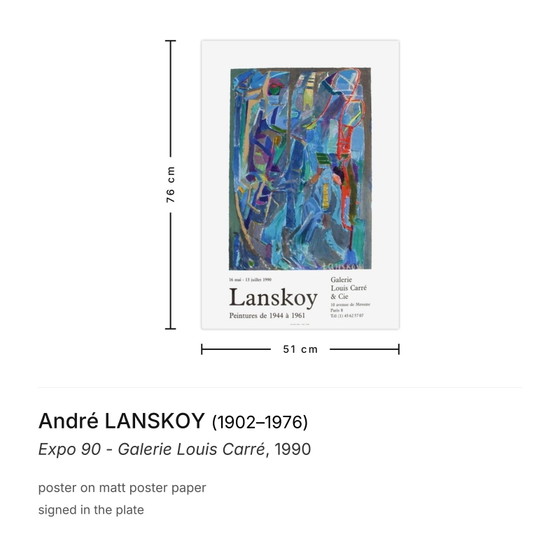Image 1 of André LANSKOY Expo - Galerie Louis Carré Plakat 1990