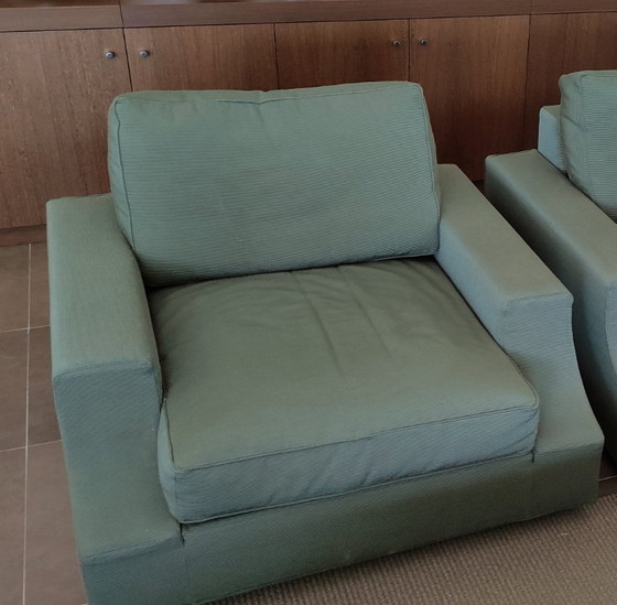 Image 1 of Giorgetti Astor fateuils in green solid rib fabric