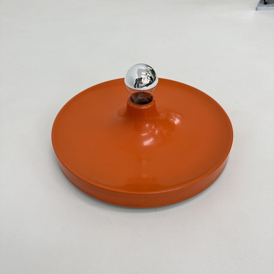 Image 1 of Lampada a disco Honsel Orange Space Age di Mid-Century Design, anni '70 attribuita a Charlotte Perriand per Les Arcs