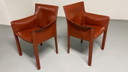 6 sedie di design italiano Enrico Pellitzoni in pelle color cognac