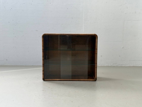 Art Deco Display Cabinet – Walnut, Glass Sliding Doors, 1940s – Storage cabinet, Wood (photo 2 of 17)