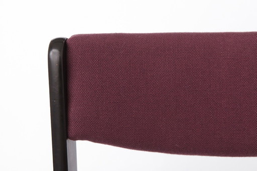 1 of 6 Vintage German Dining Chair, 1950s–1960s, Black Beechwood, Pastel Upholstery