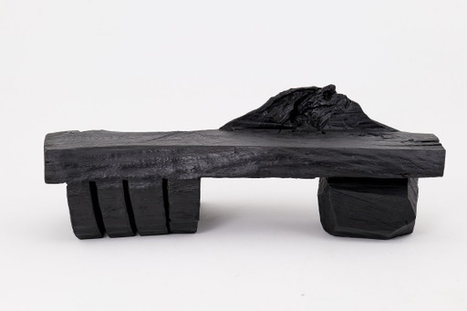 Panca in legno massello carbonizzato di Logniture – Seduta scultorea moderna e organica