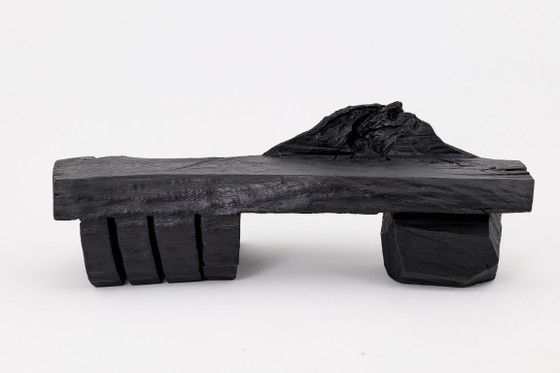 Image 1 of Panca in legno massello carbonizzato di Logniture – Seduta scultorea moderna e organica