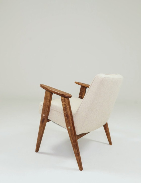 Image 1 of Vintage fauteuil beige bouclé Eikenhout ontwerp van Chierowsky 366